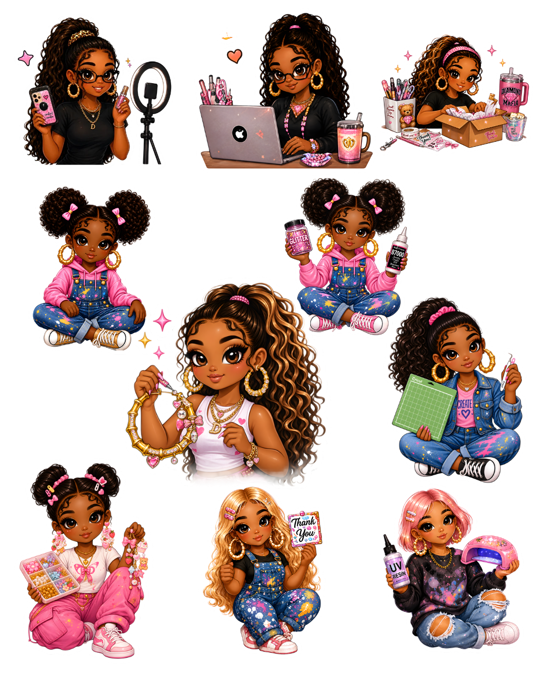 Diamond Doll Digital Stickers