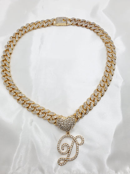 Cuban Link Initial Necklace - Dripping N Diamonds
